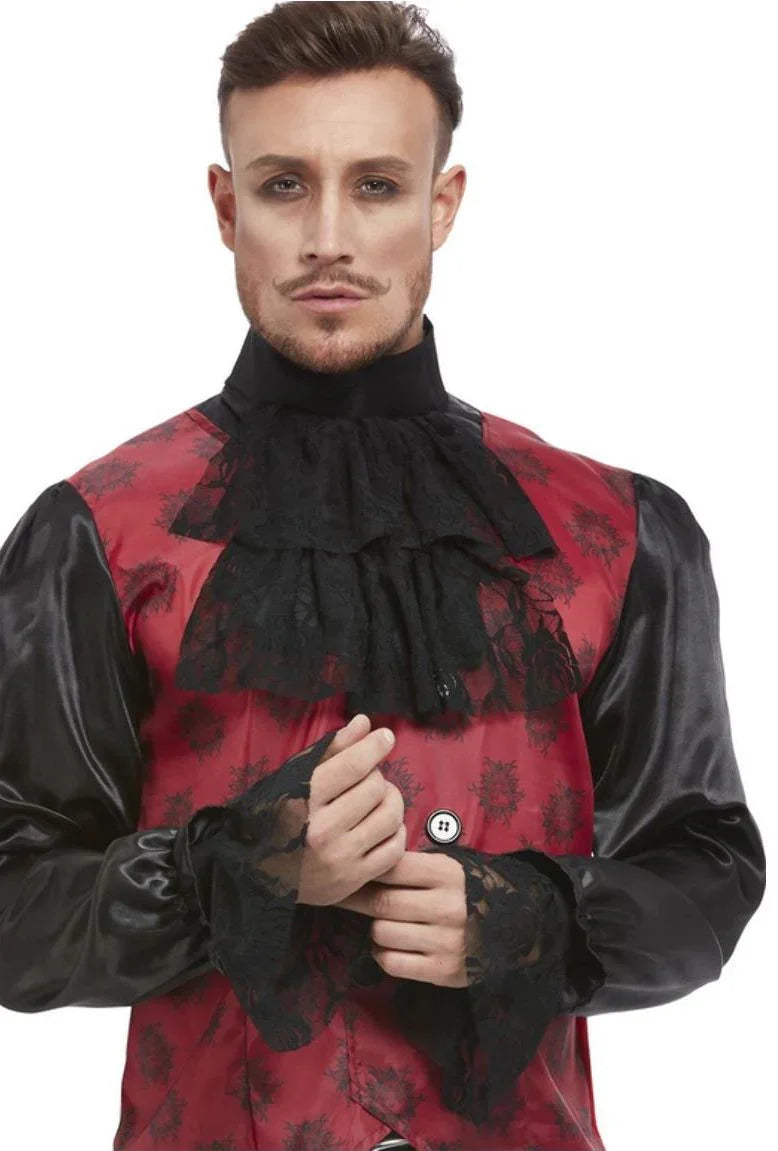 Cuello con Chorrera y Puños de Encaje Negros Complementos Venecianos y de Época Smiffys