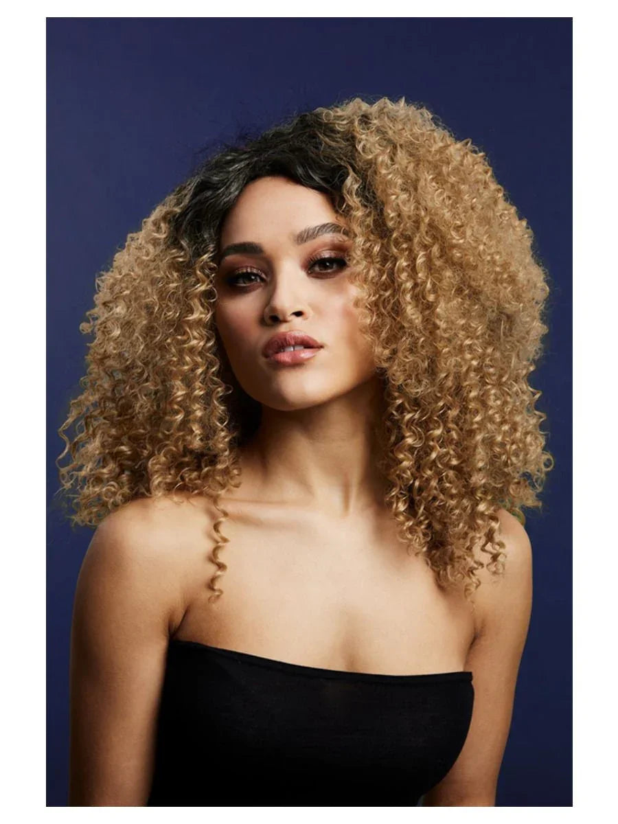 Peluca Afro Castaña con Raíces Negras Premium Pelucas Afro Smiffys