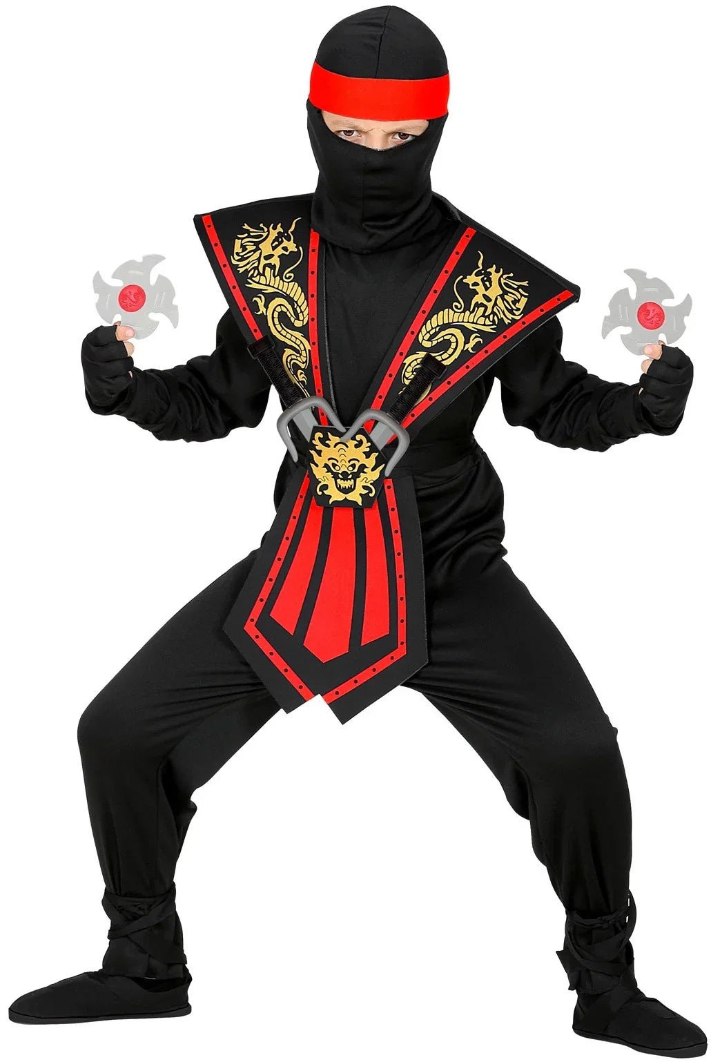 Disfraz de Ninja Rojo con Accesorios Infantil Ninjas Widmann