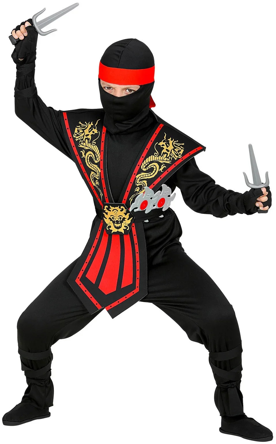 Disfraz de Ninja Rojo con Accesorios Infantil Ninjas Widmann