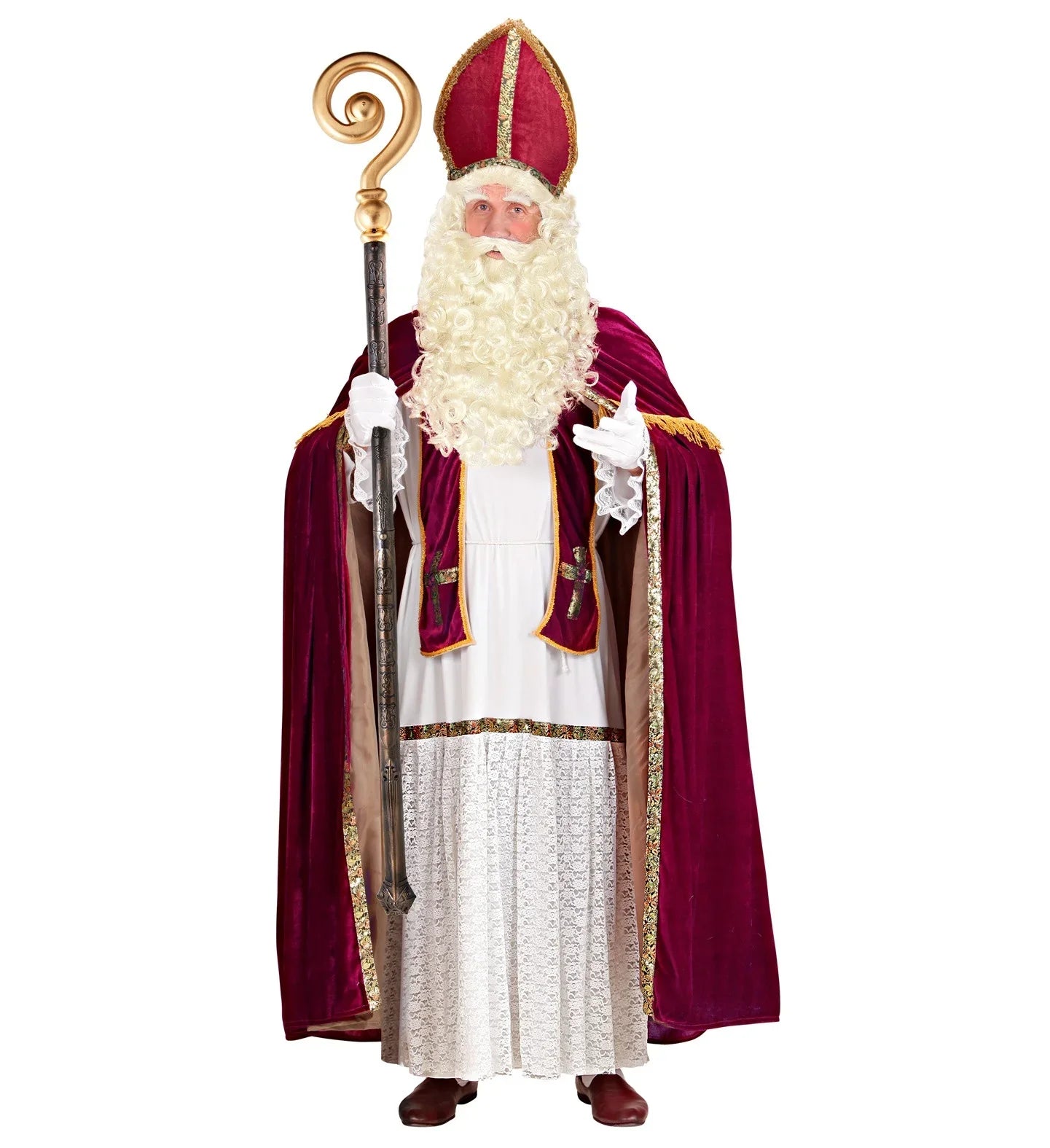 Peluca con Barba, Bigote y Cejas Blanco Natural Papa Noel y Mama Noel Widmann