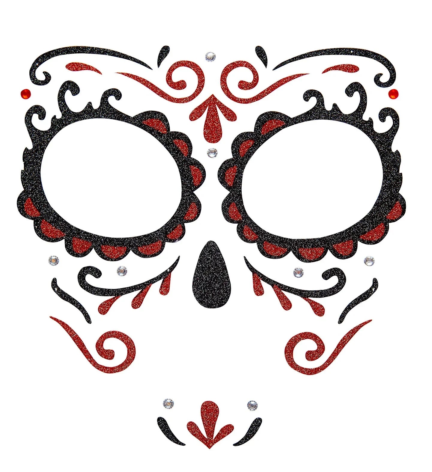 Set de Adhesivos de Catrina Rojo con Purpurina Kits de Maquillaje Widmann