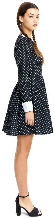 Disfraz de Miércoles con Lunares Calaveras para Mujer Miércoles Addams Partilandia