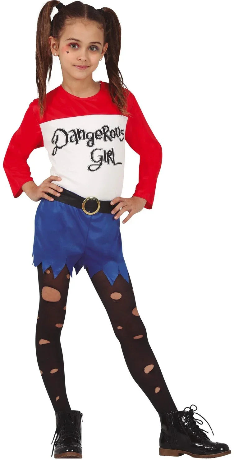 Disfraz de Harley Villana Corto para Niña Harley Quinn Guirca