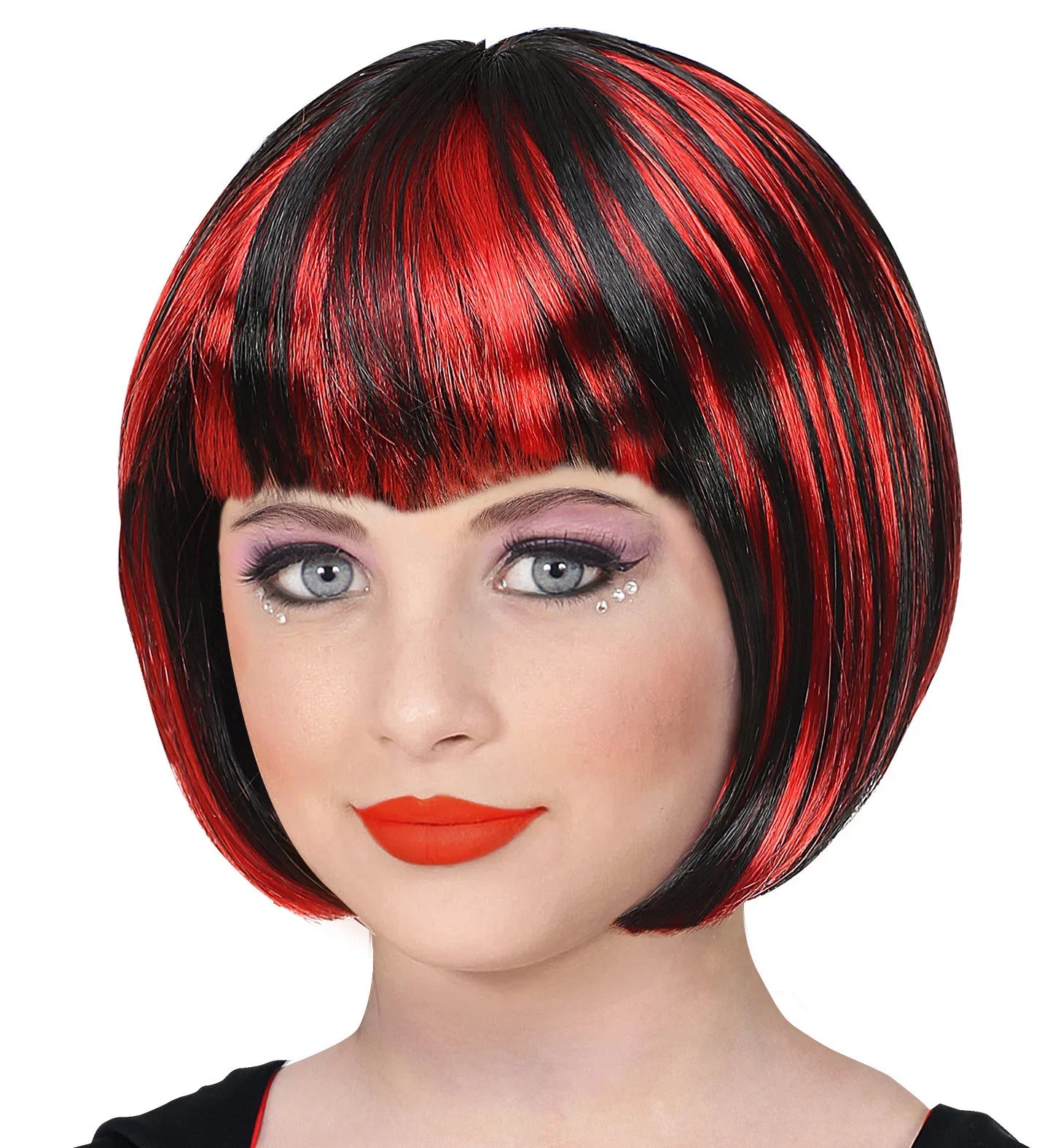 Peluca de Vampiresa Infantil Morena con Mechas Rojas Pelucas Infantiles Widmann