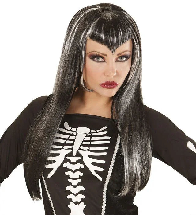 Peluca Morena con Mechas Blancas COMPLEMENTOS Widmann