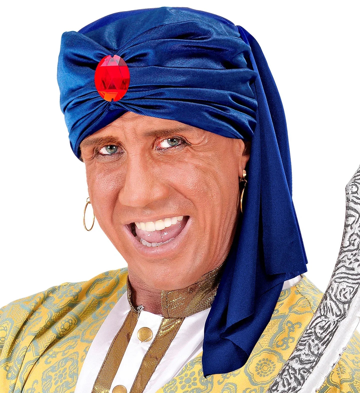 Turbante de Alí Baba Azul con Piedra Roja Sombreros y Gorros Widmann