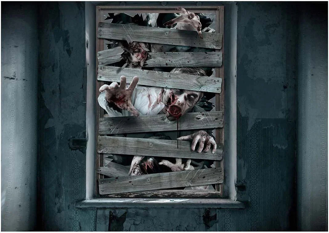 Decoración Ventana Ataque Zombie Decoración Halloween Guirca