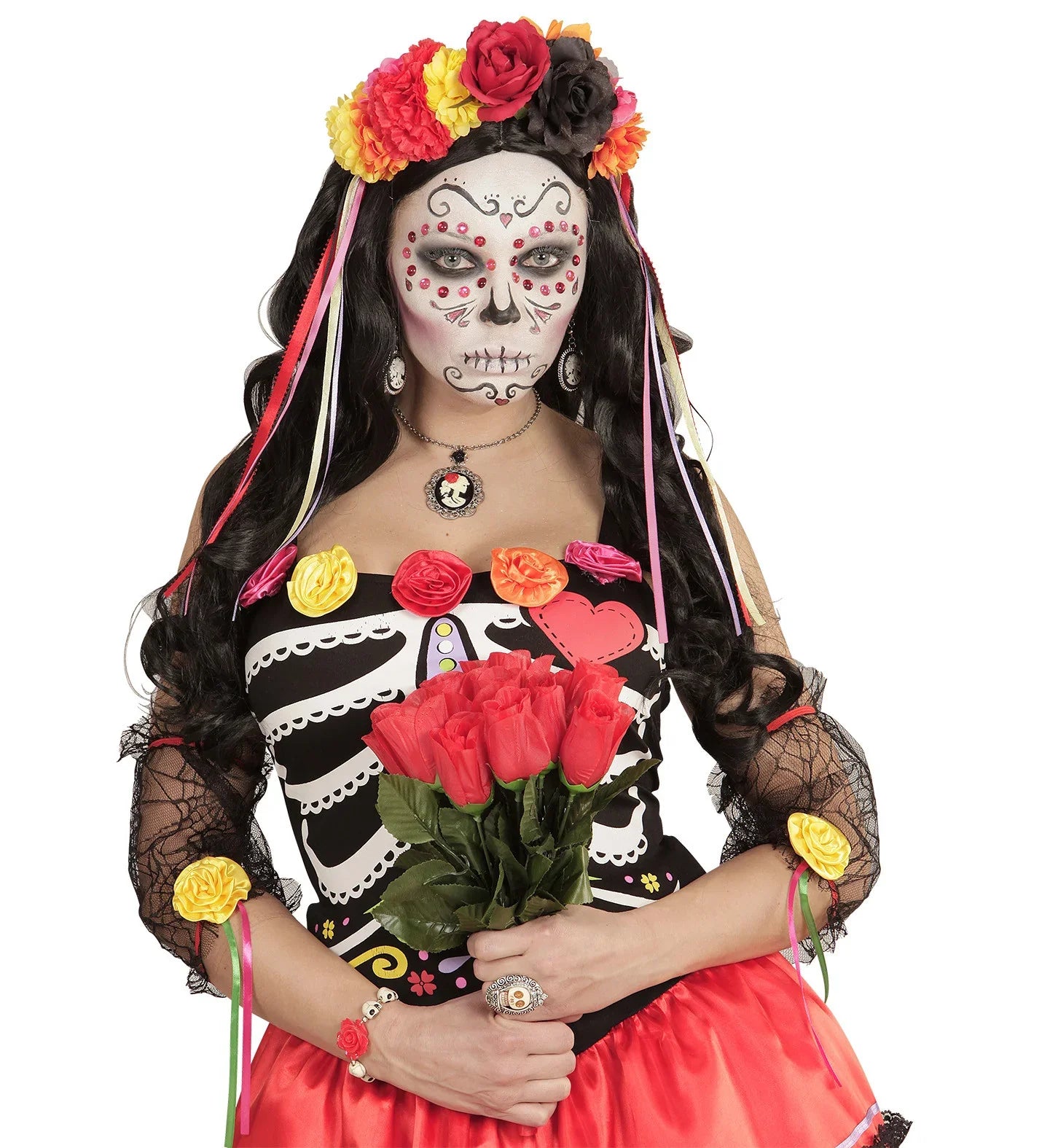 Pendientes Cameo de Catrina Blancos y Negros Catrina Widmann