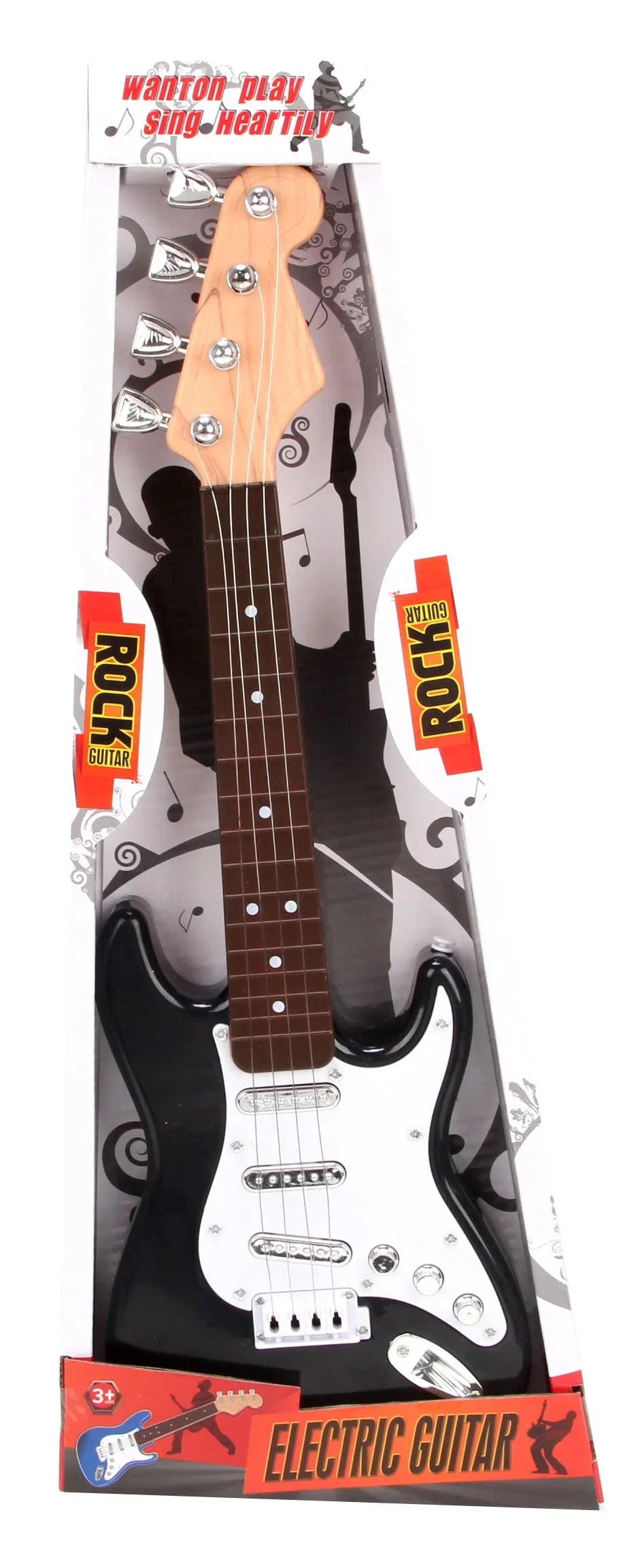 Guitarra Eléctrica Blanca y Negra Complementos Rockeros y Moteros EuroCarnavales