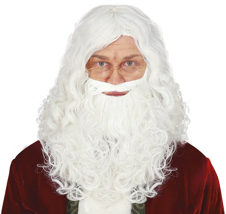 Peluca Blanca con Cejas y Barba Papa Noel y Mama Noel Guirca