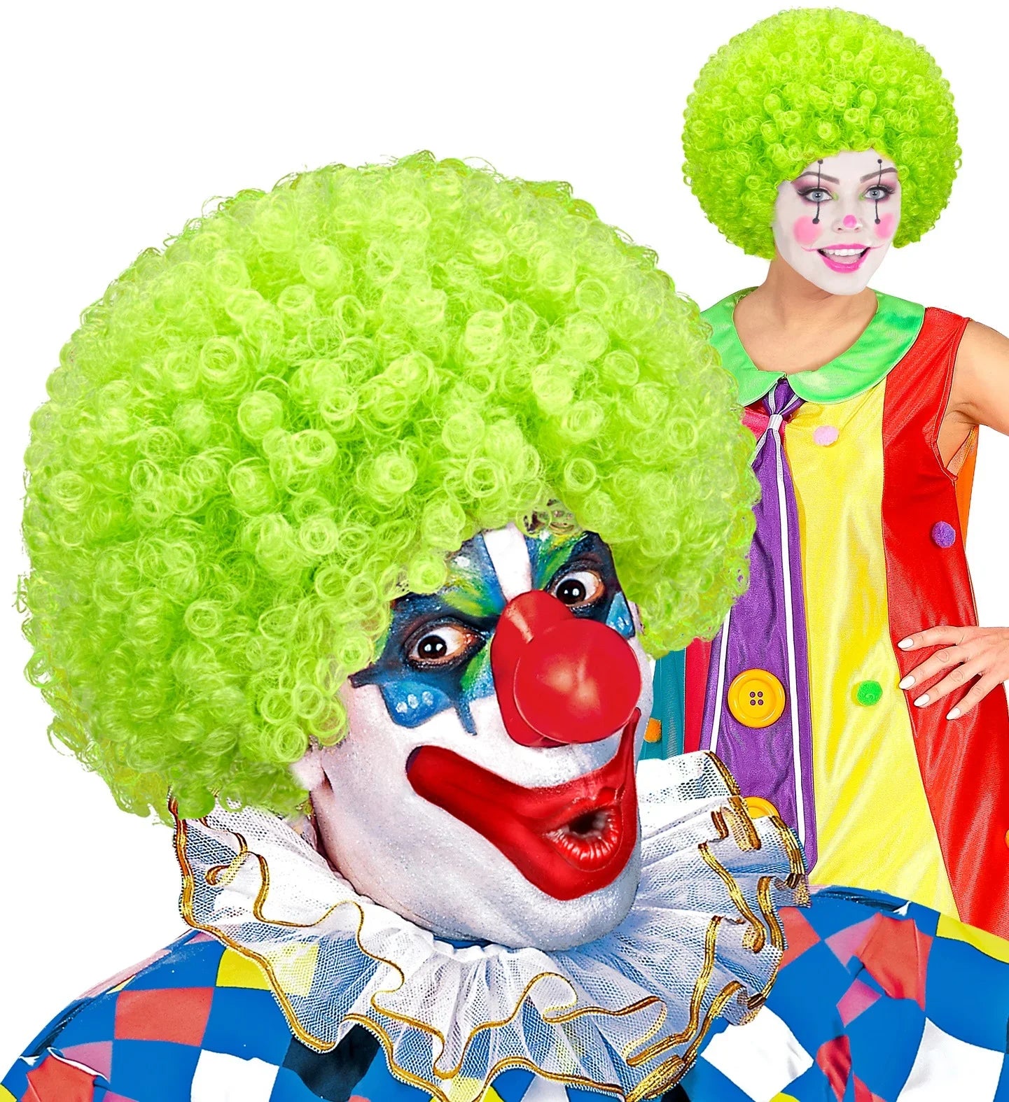 Peluca de Payaso Verde Rizada Complementos Payasos Widmann
