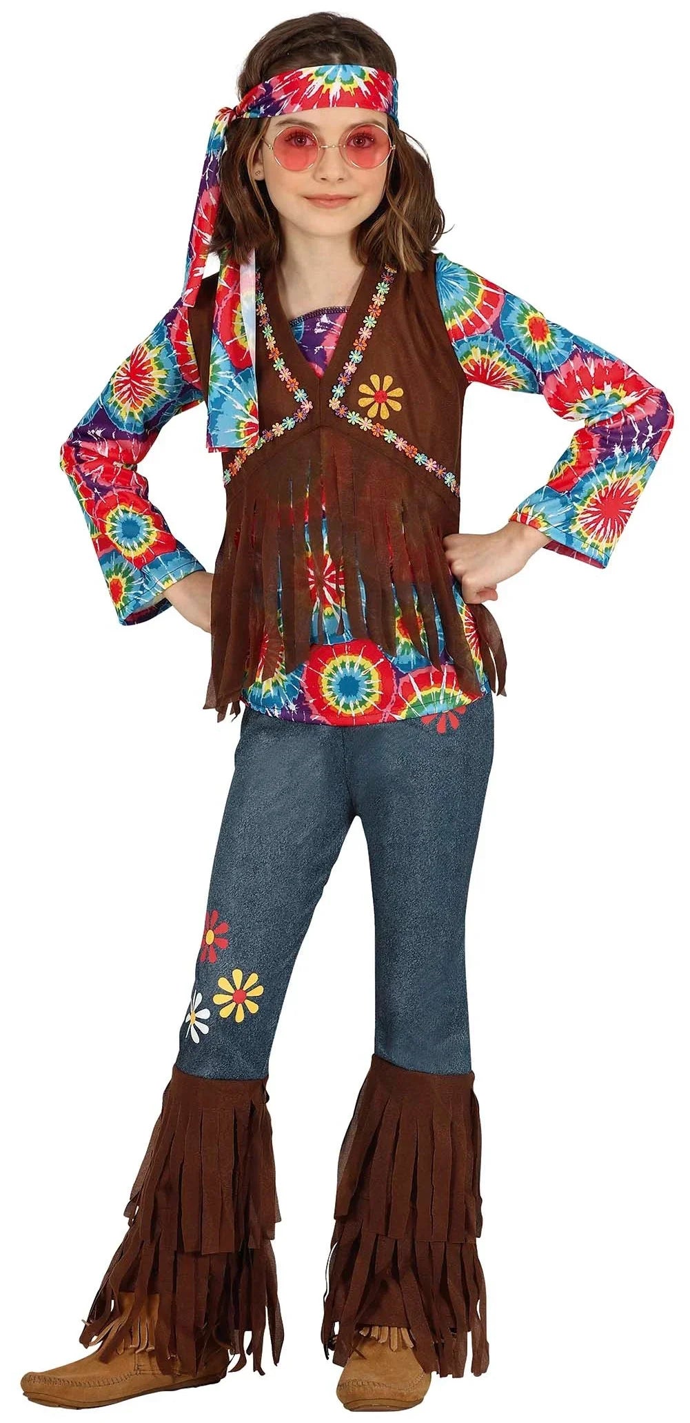 Disfraz de Hippie Floreada para Niña Hippies Infantiles Guirca