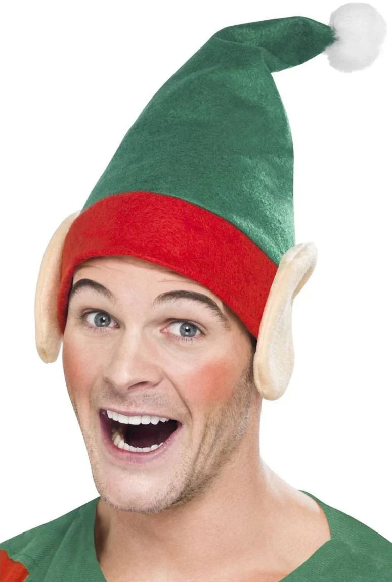 Gorro de Elfo Ayudante con Orejas Elfos Navideños Smiffys