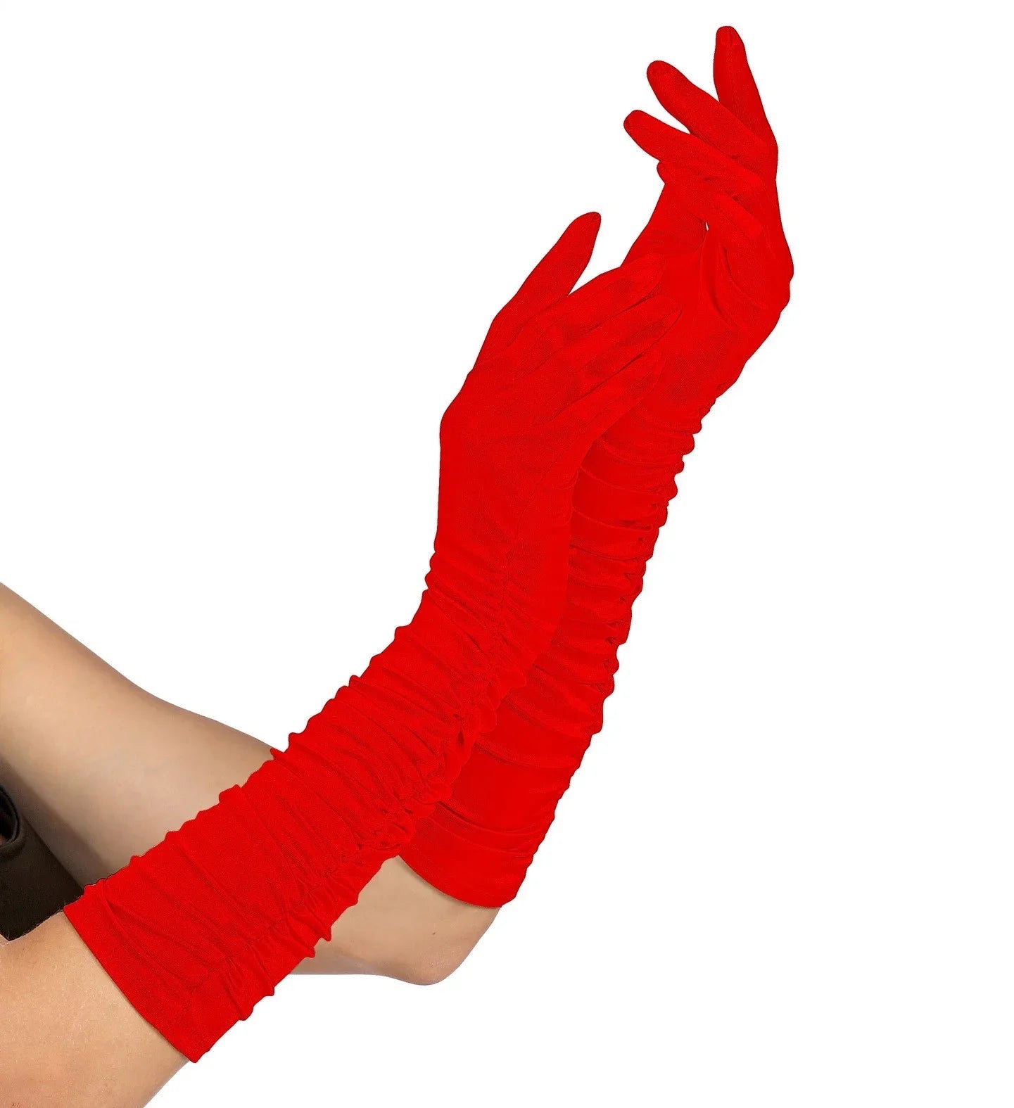 Guantes Rojos Largos Plisados Elásticos Guantes Widmann