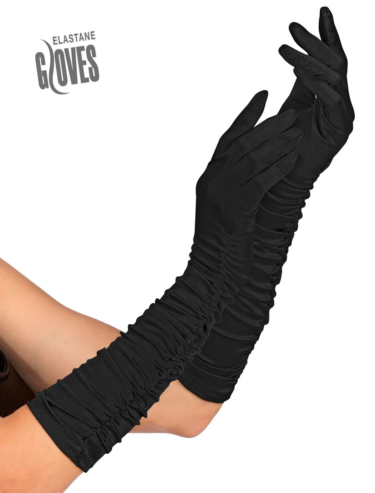 Guantes Negros Largos Plisados Elásticos Guantes Widmann
