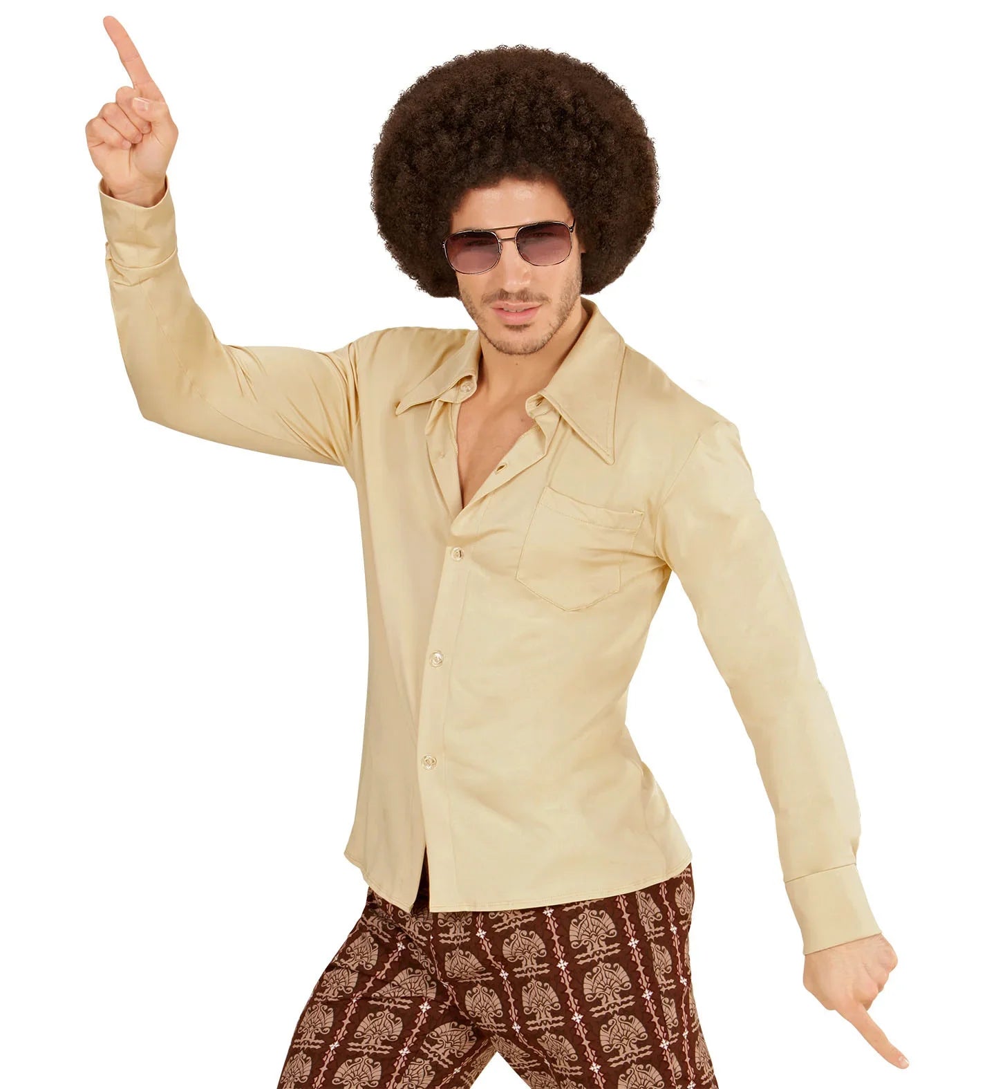 Camisa Disco Años 70 Beige para Hombre Camisas Disco Años 70 Widmann