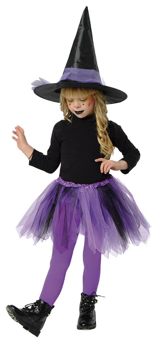 Kit de Disfraz de Bruja Morado y Negro para Niña Brujas Rubies