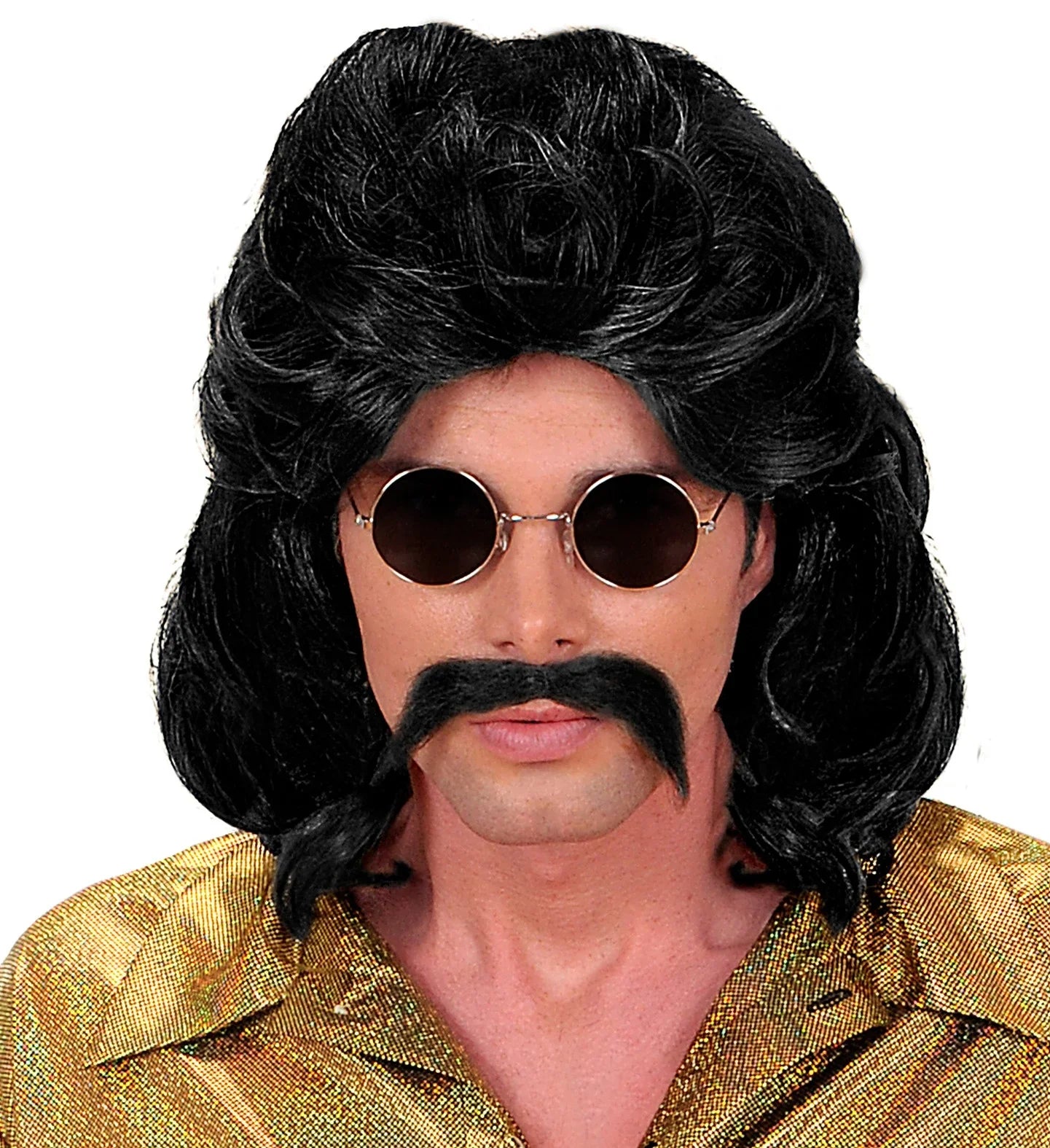 Peluca Morena con Melena y Bigote Años 70 de Hombre Pelucas Morenas Widmann