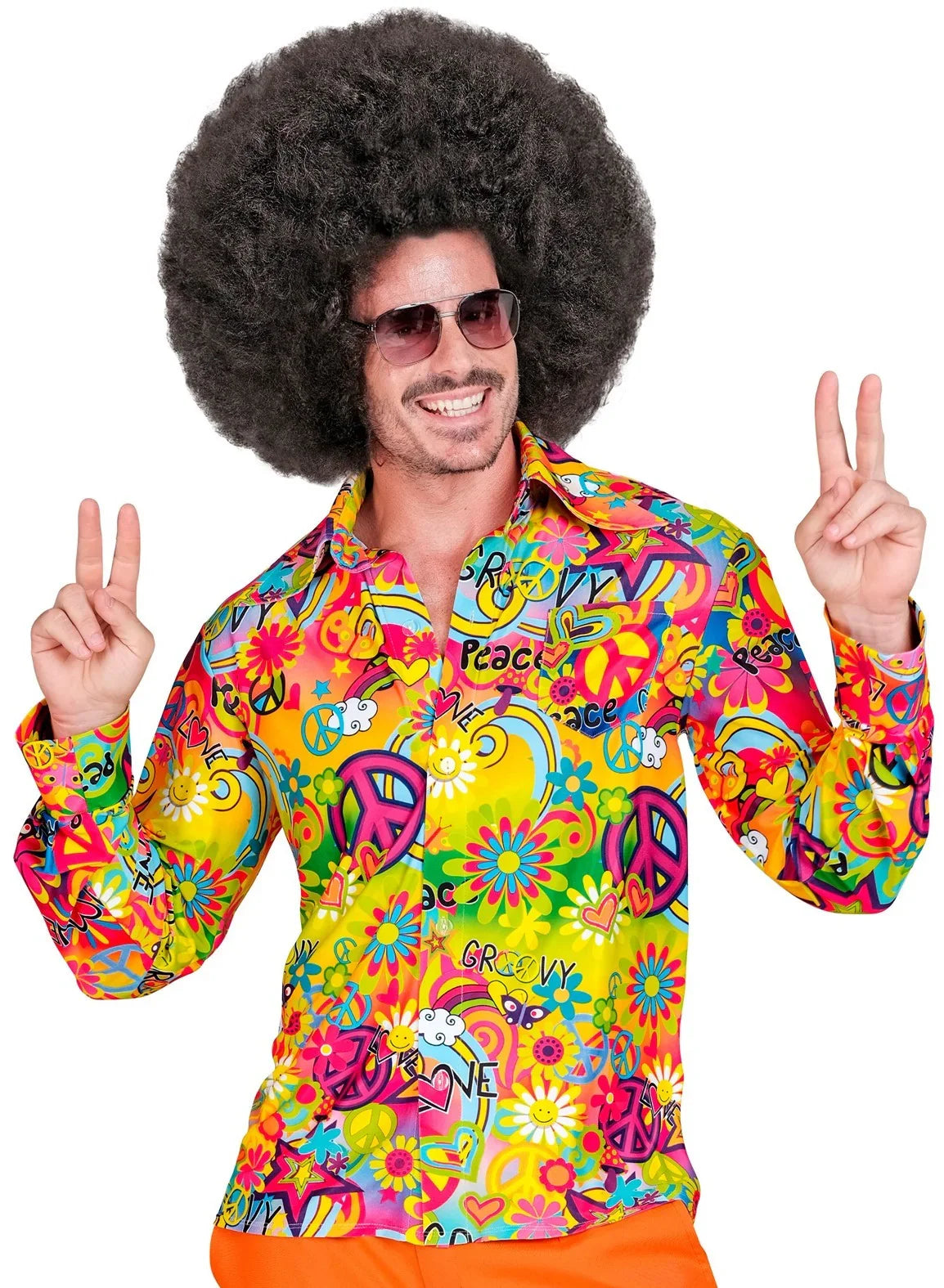 Camisa Años 60 Estampado Hippie para Hombre Años 60 Widmann
