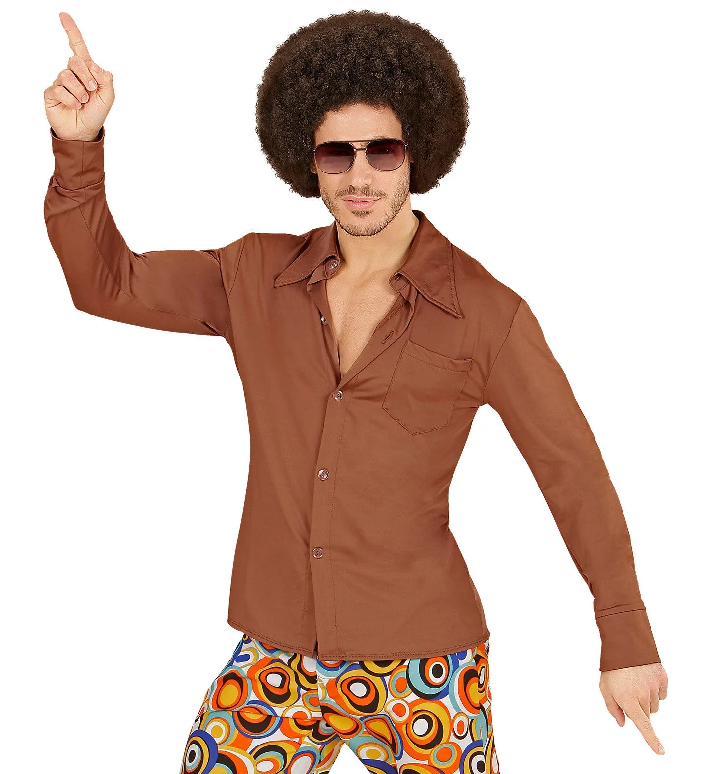 Camisa Disco Años 70 Marrón para Hombre Camisas Disco Años 70 Widmann