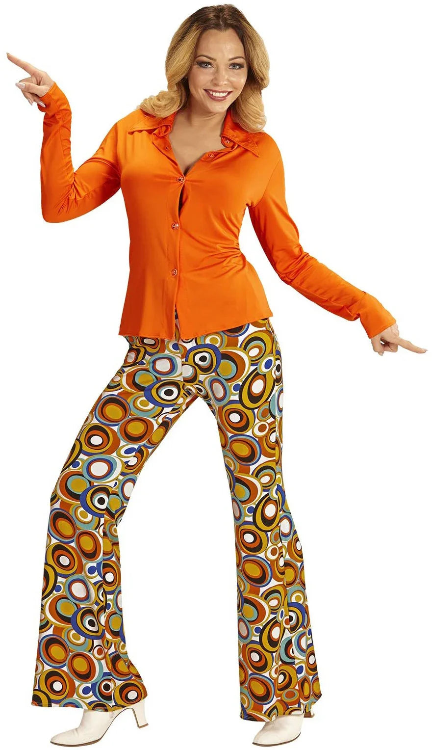 Camisa Disco Años 70 Naranja para Mujer Camisas Disco Años 70 Widmann