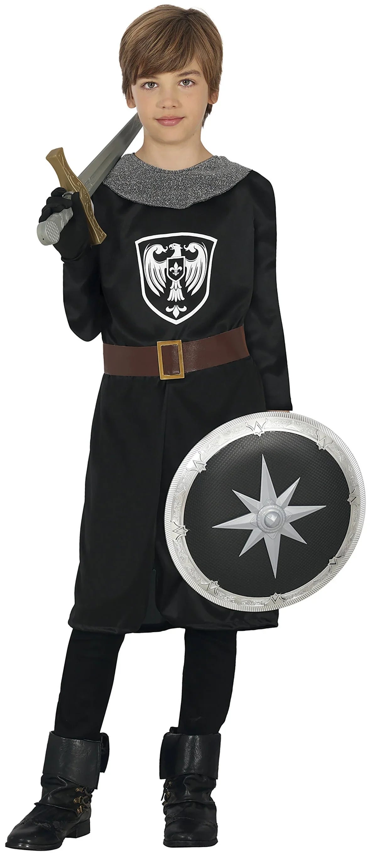 Disfraz de Caballero Medieval Negro Infantil Caballeros y Cruzados Medievales Guirca