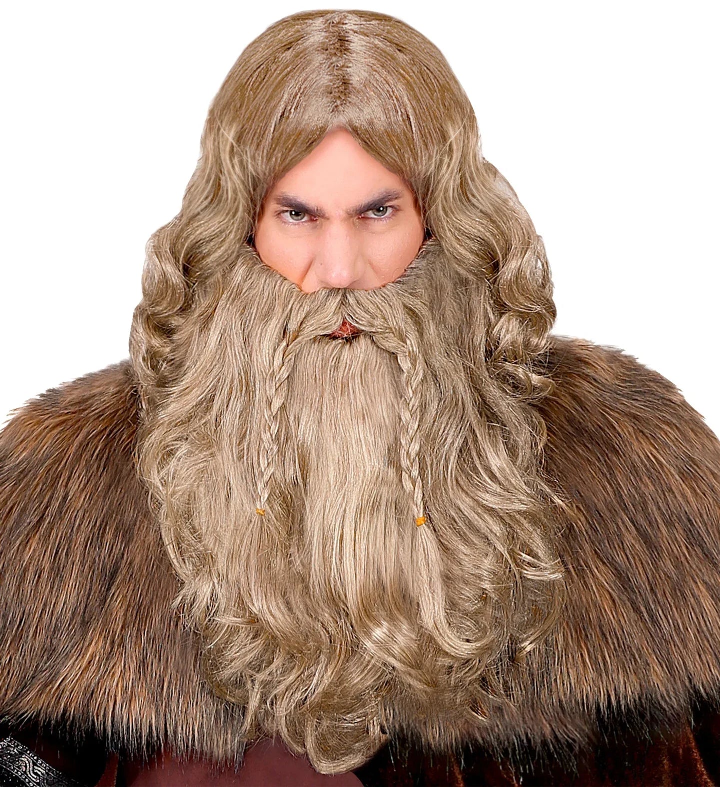 Peluca Rubia de Vikingo con Barba Larga con Trenzas Complementos Vikingos Widmann