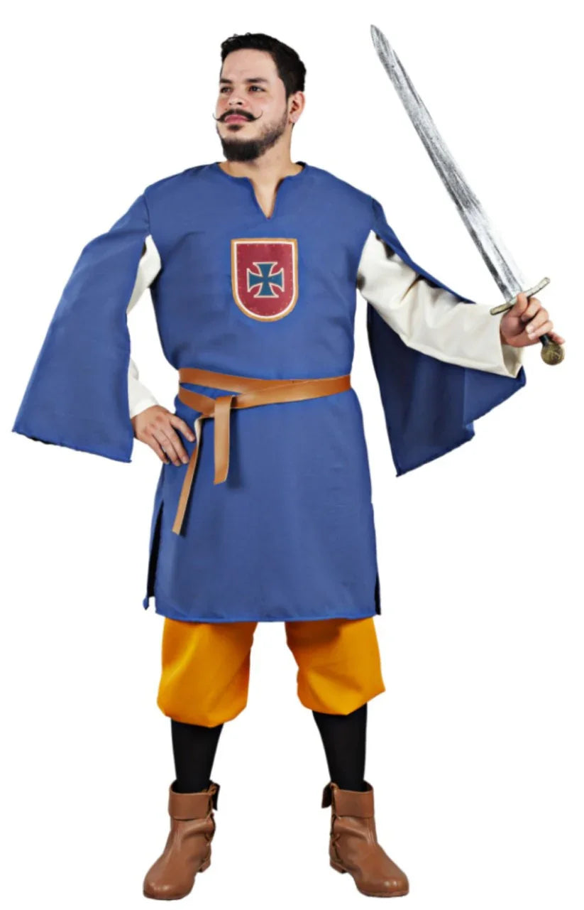Disfraz de Escudero Medieval Azul para Hombre Caballeros y Cruzados Medievales Fycar