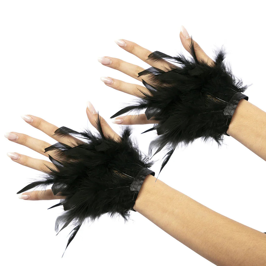 Muñequeras de Plumas Negras COMPLEMENTOS EuroCarnavales
