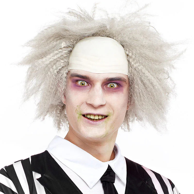 Peluca de Bitelchús con Calva y Pelo Gris BeetleJuice Partilandia