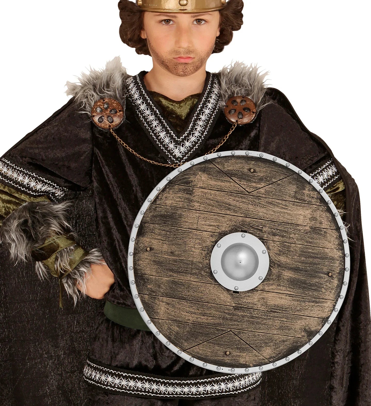 Escudo Vikingo Redondo Efecto Madera Complementos Vikingos Guirca