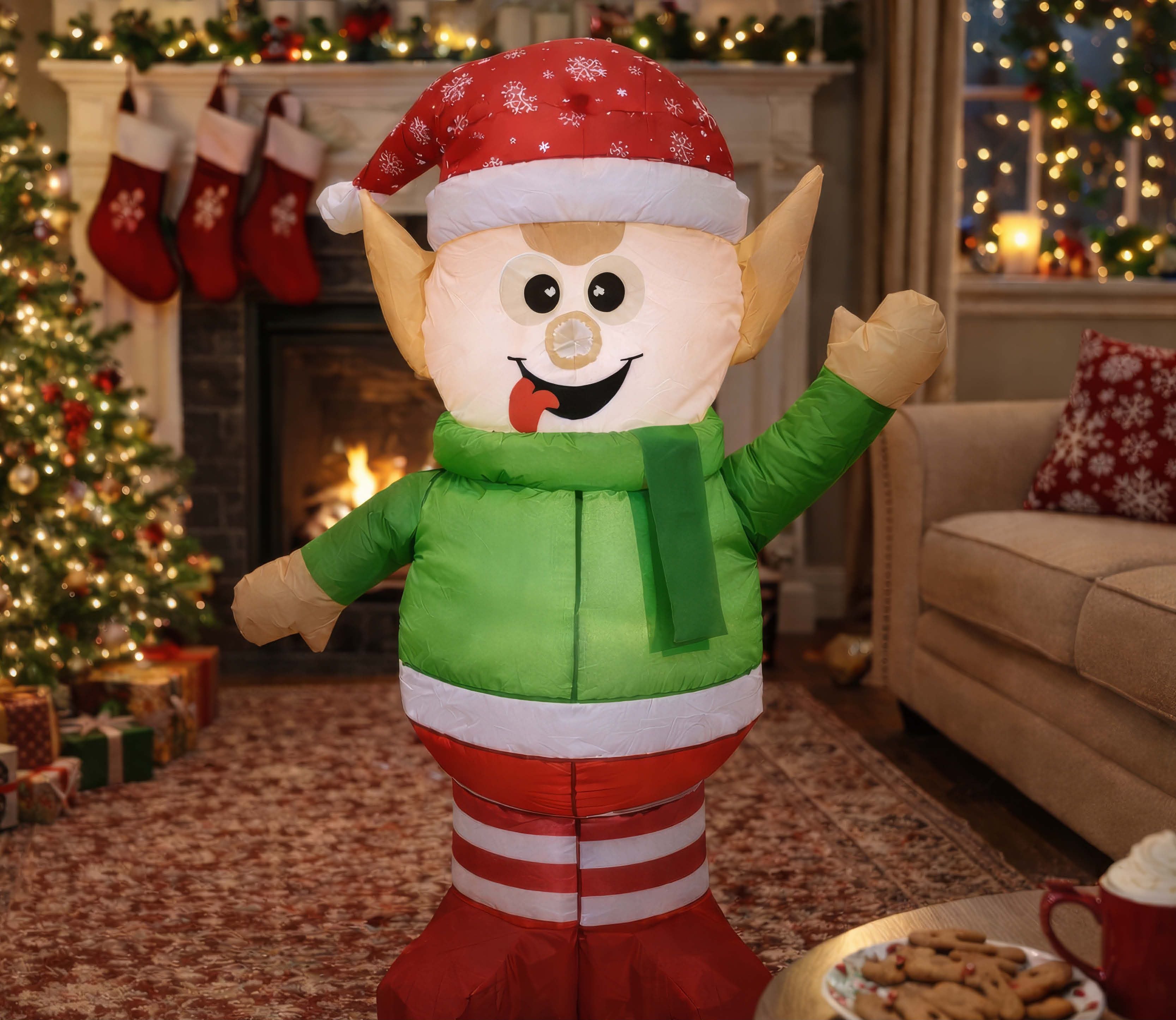 Elfo de Navidad Hinchable con Luz de 120cm