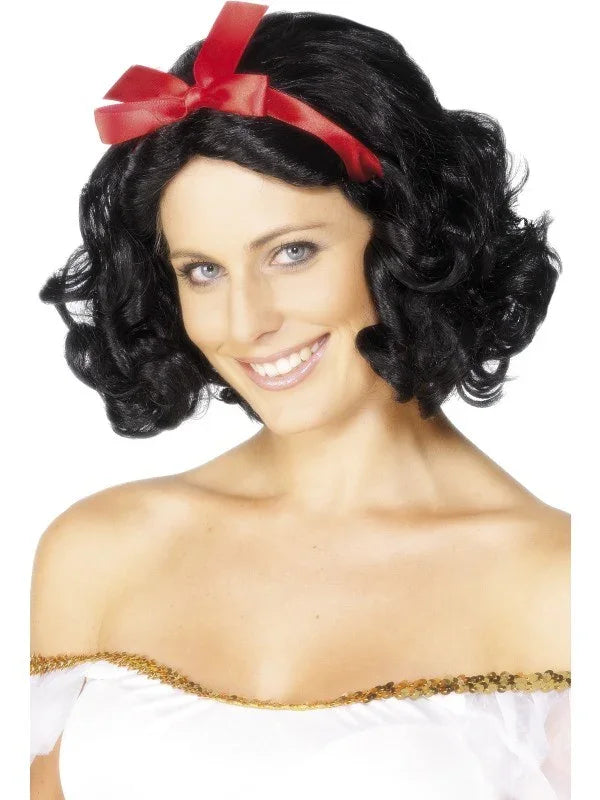 Peluca Morena de Blancanieves con Lazo COMPLEMENTOS Widmann