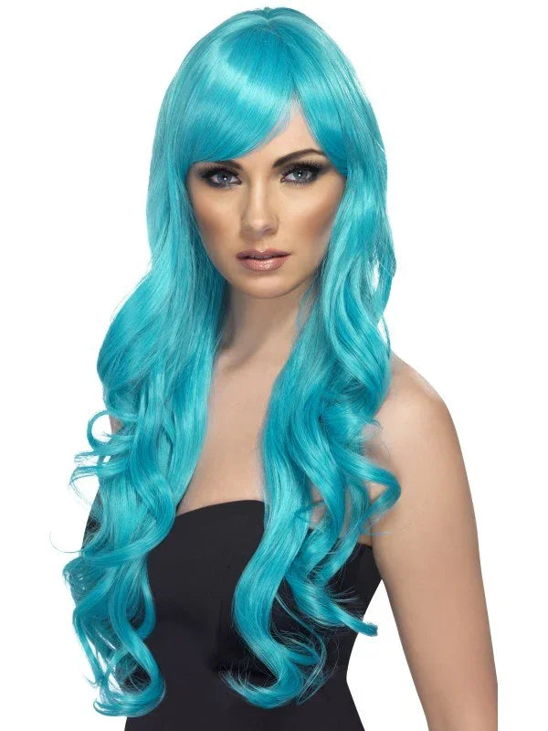 Peluca Ondas Azul Celeste COMPLEMENTOS Smiffys