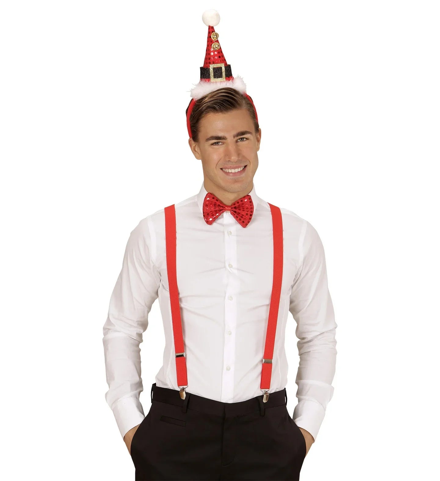 Mini Sombrero Papa Noel con pajarita y cascabeles Navidad Widmann