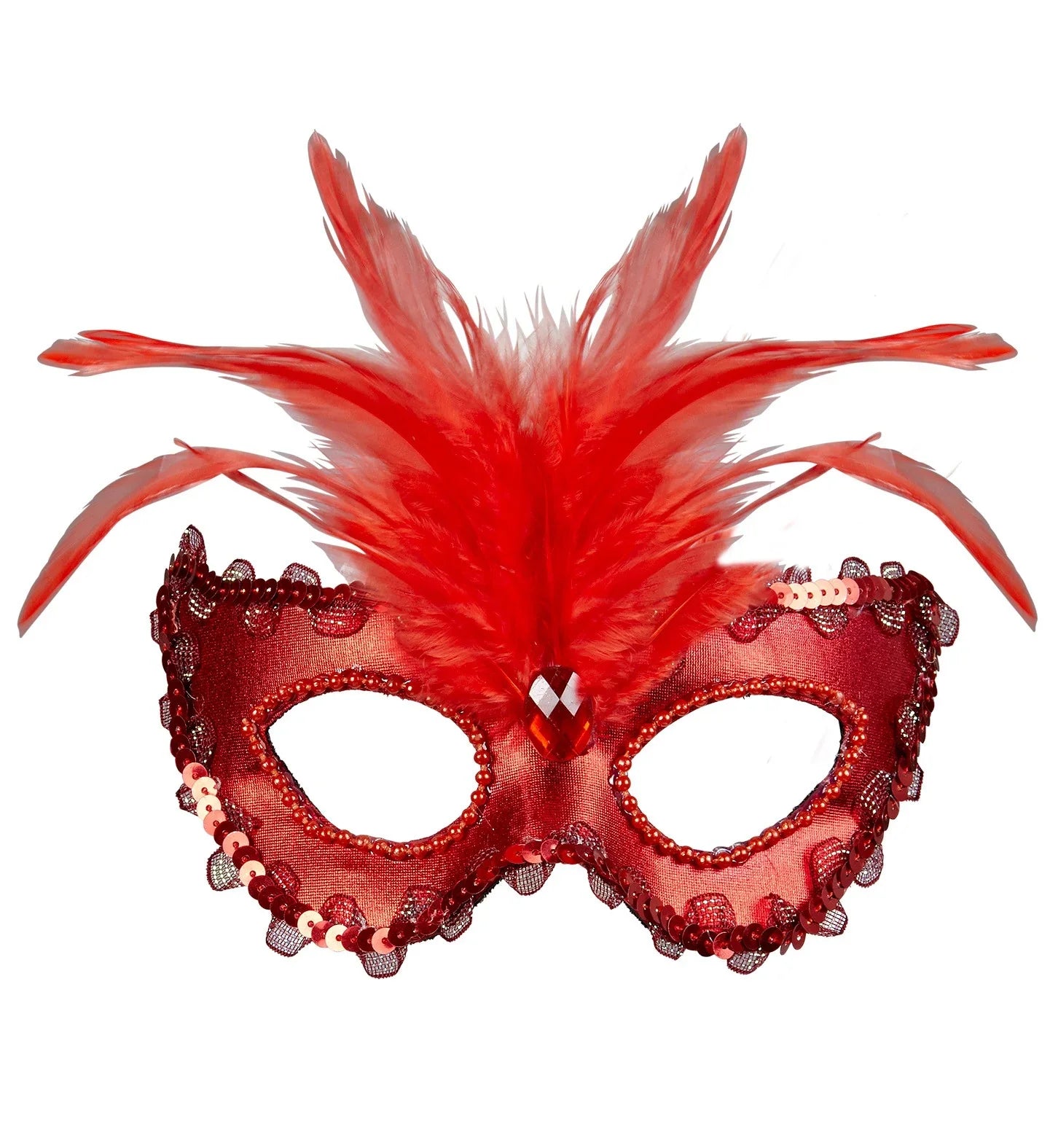 Antifaz Rojo con Plumas Antifaces Widmann