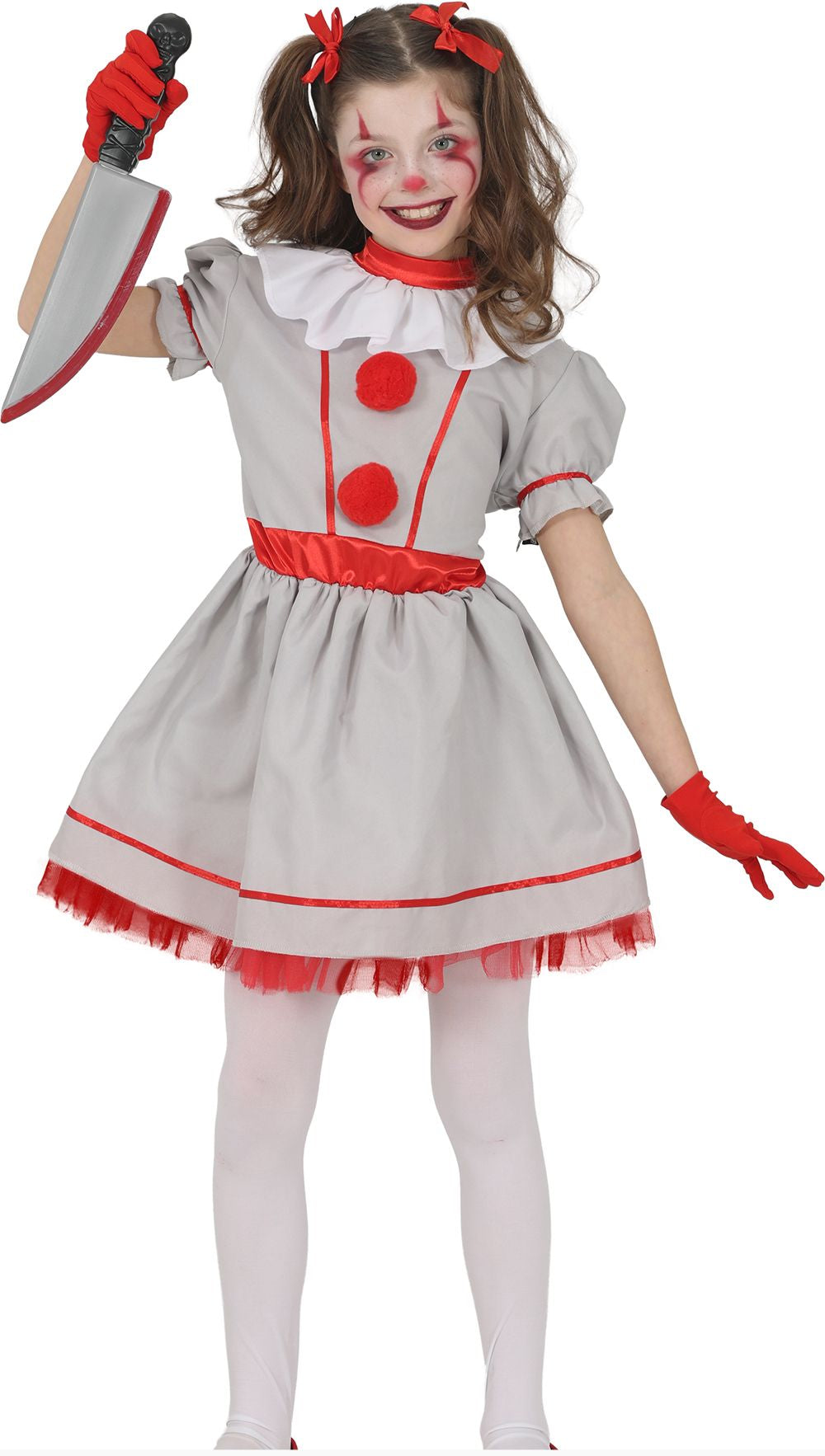 Kostüm unheimliche Clownin für Mädchen