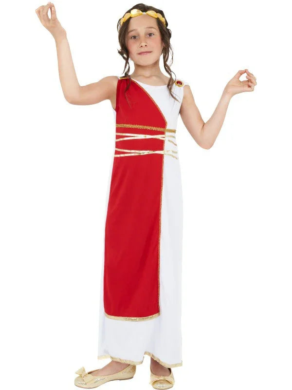 Disfraz de Romana con Toga Roja Niña INFANTILES Smiffys