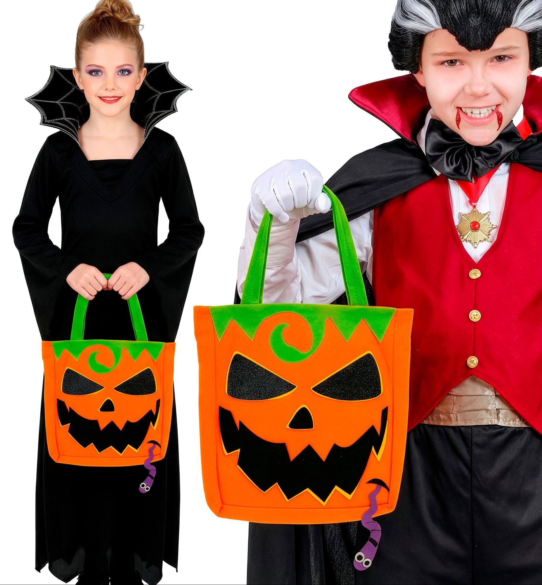 Kinder-Halloween-Taschenset "Trick or Treat" Kürbis