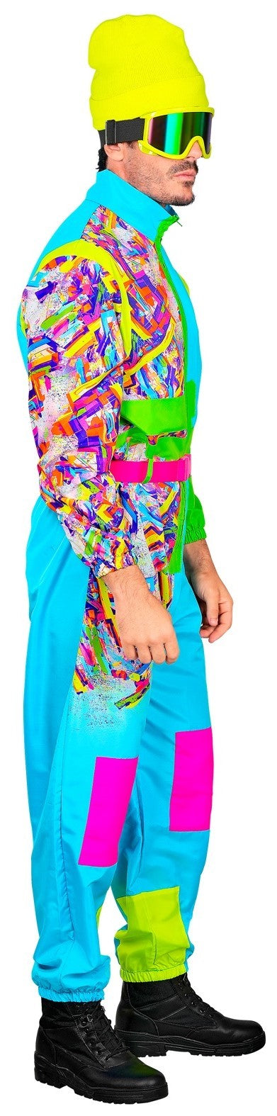 Kostüme für eine Gruppe blaue Neon-Skifahrer