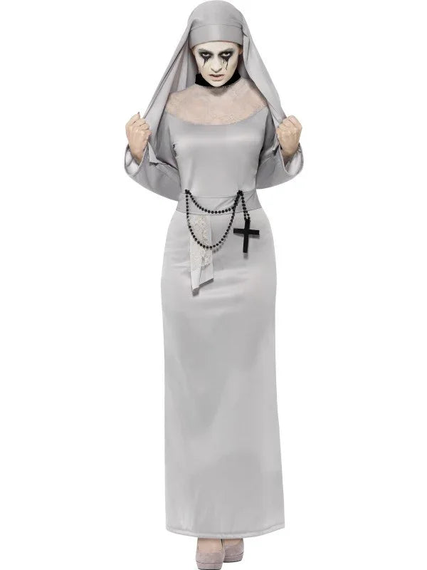 Disfraz de Monja Siniestra en Gris Halloween Smiffys