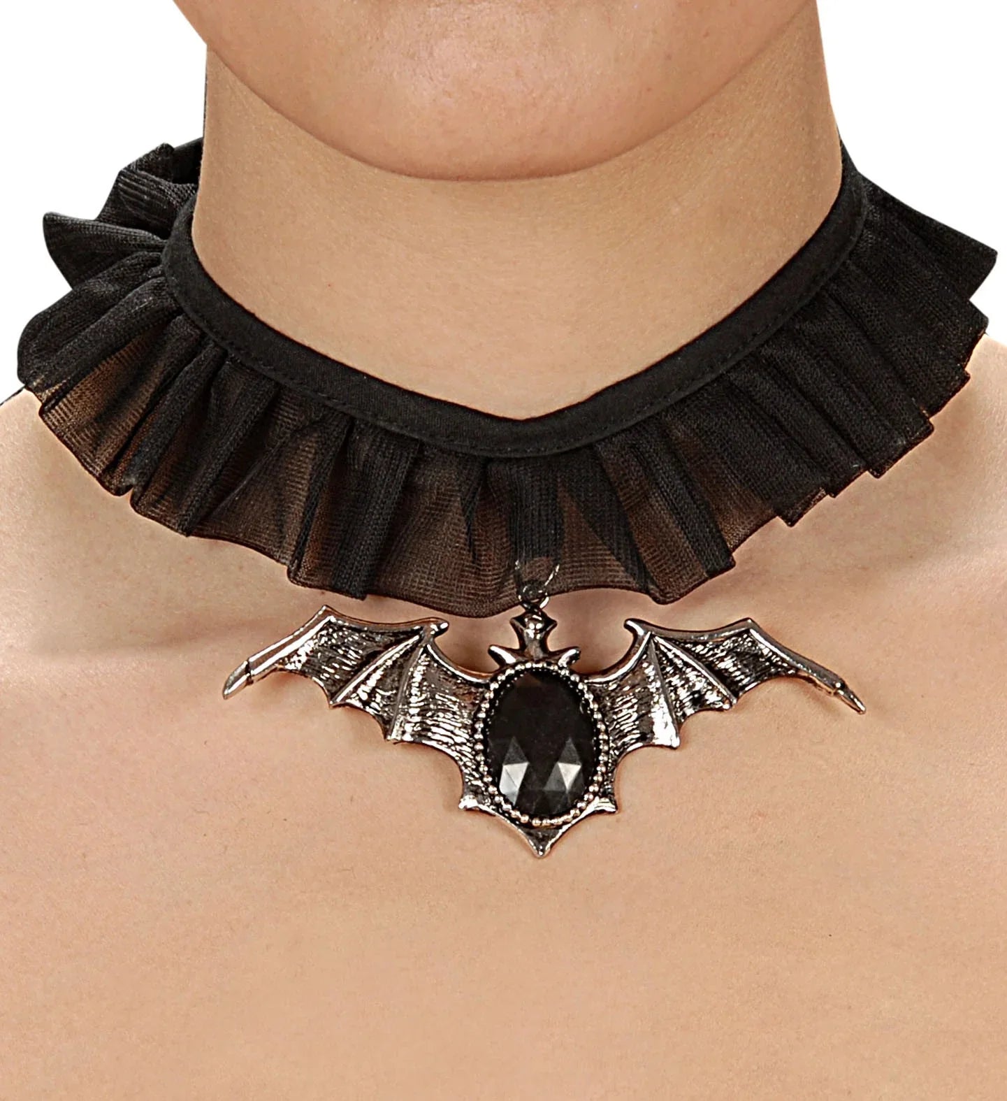 Collar de Tela con Murciélago y Piedra Joyas y Bisutería Widmann