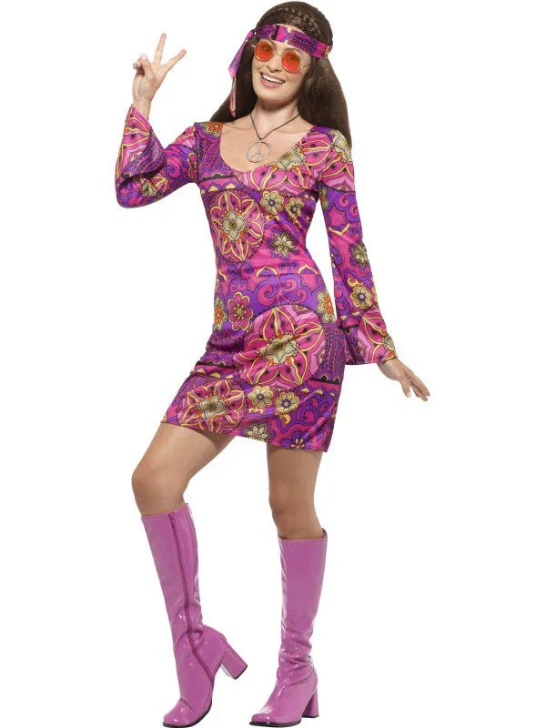 Disfraz de Hippie Morado para mujer Hippies Smiffys