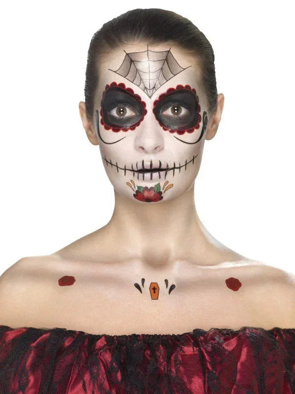 Kit Tatuajes y Maquillaje Catrina Rojo Kits de Maquillaje Smiffys